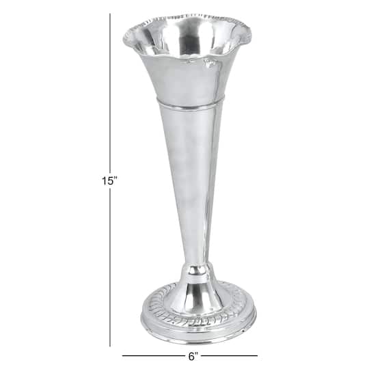 15" Silver Aluminum Traditional Vase